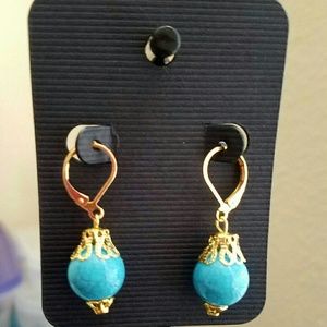 Gold and turquoise fashion earrings